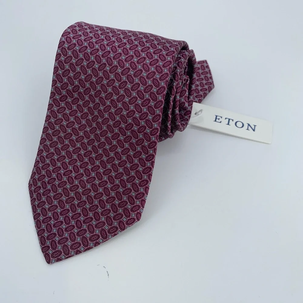 Eton Tie Men One Size Multi Patterned Silk Classic Luxury Necktie Italy Made NWT